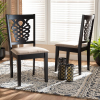 Baxton Studio RH339C-Sand/Dark Brown-DC-2PK Gervais Modern and Contemporary Sand Fabric Upholstered and Dark Brown Finished Wood 2-Piece Dining Chair Set